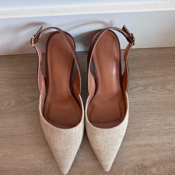 ASOS Cream Pointed Slingback Heels - Picture 1 of 2